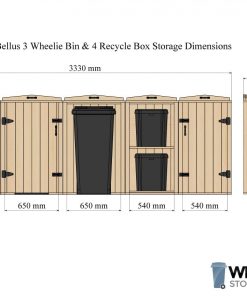 Bellus 3 Bin and 4 Recycling Box Dimensions