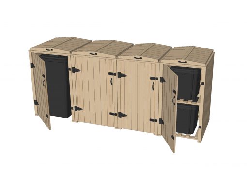 Bellus Double Wheelie Bin & 4 Recycling Box Storage