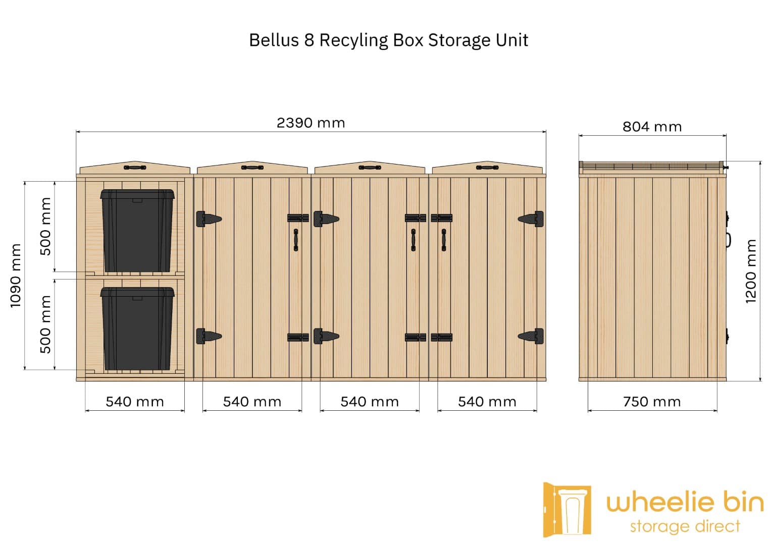 bellus 8 recycling box storage unit