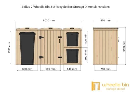 bellus double wheelie bin and recycling box storage