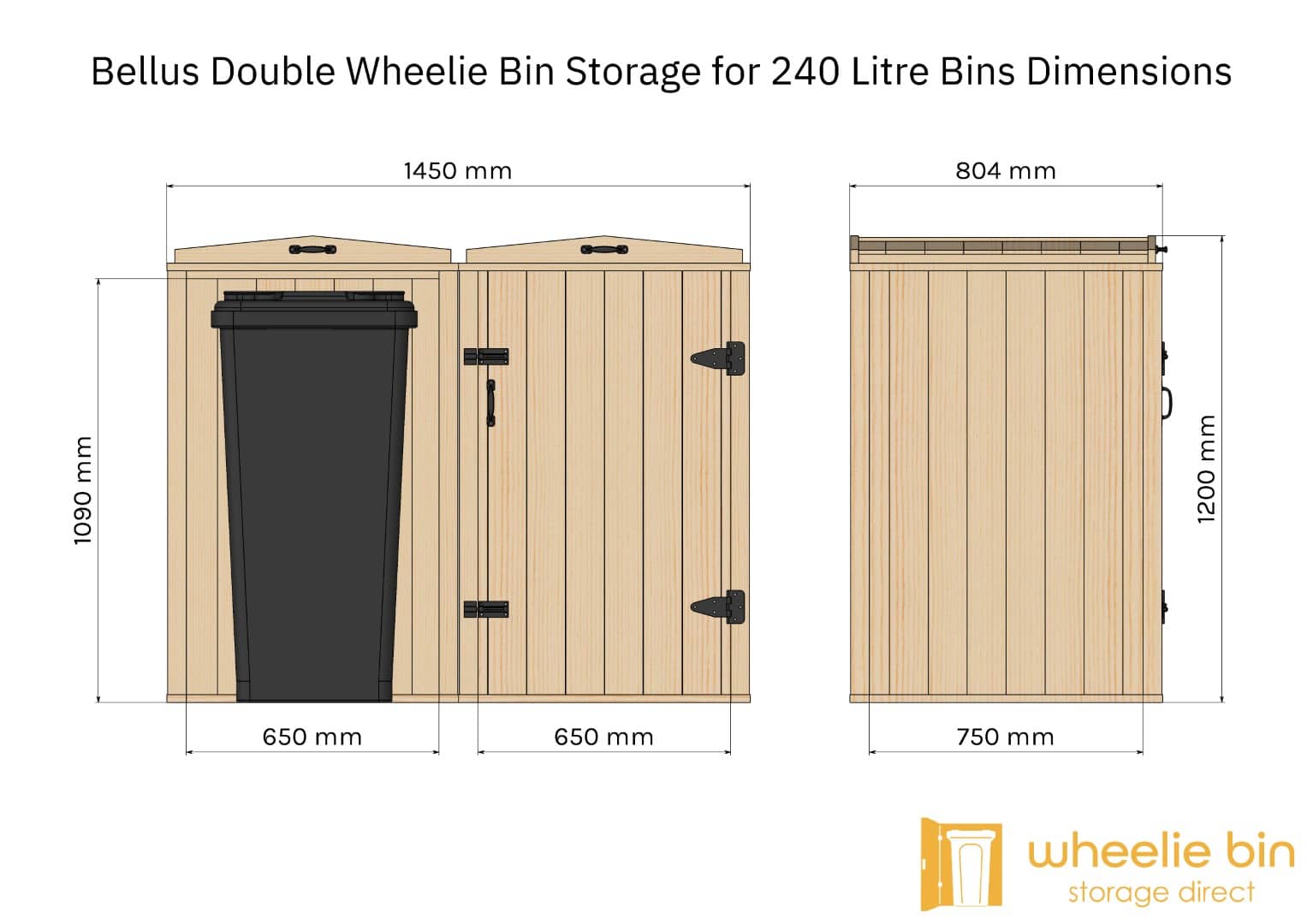 bellus double wheelie bin storage chest