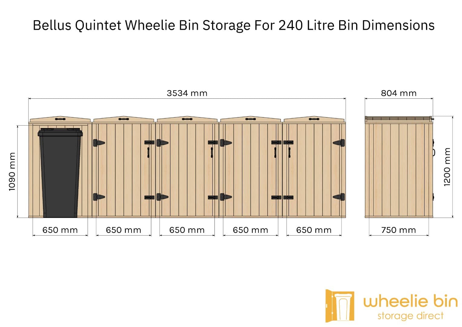 bellus quintet bin store 5 wheelie bin storage