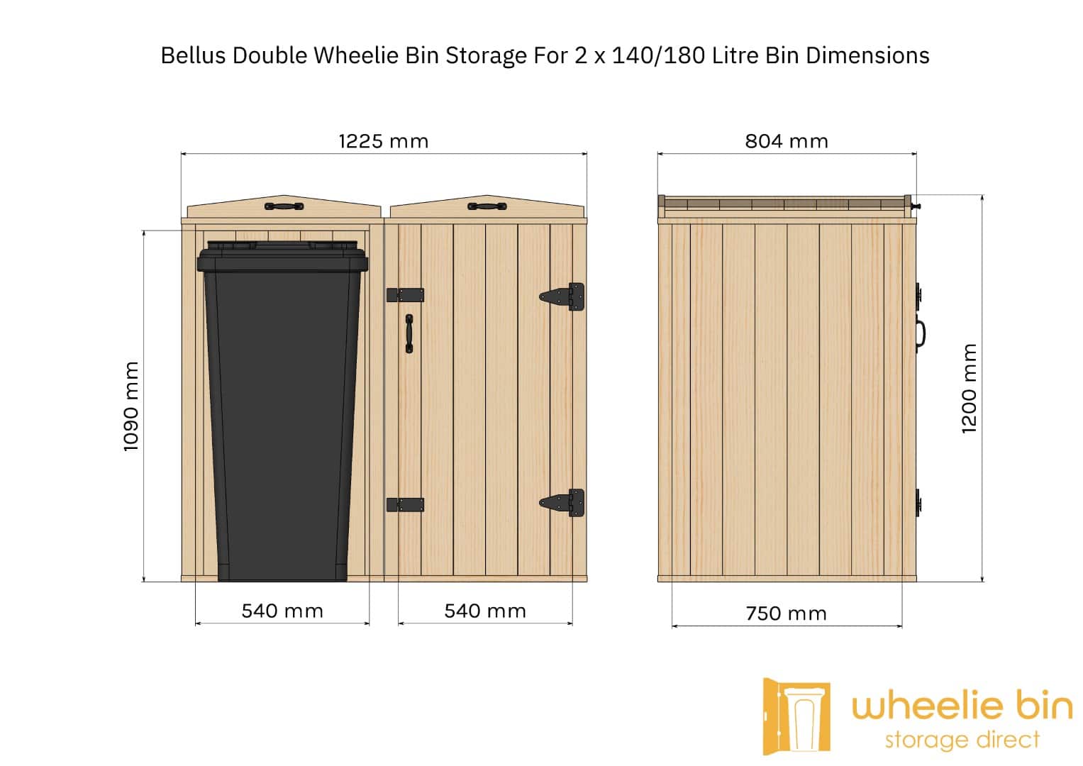 bellus double wheelie bin storage chest