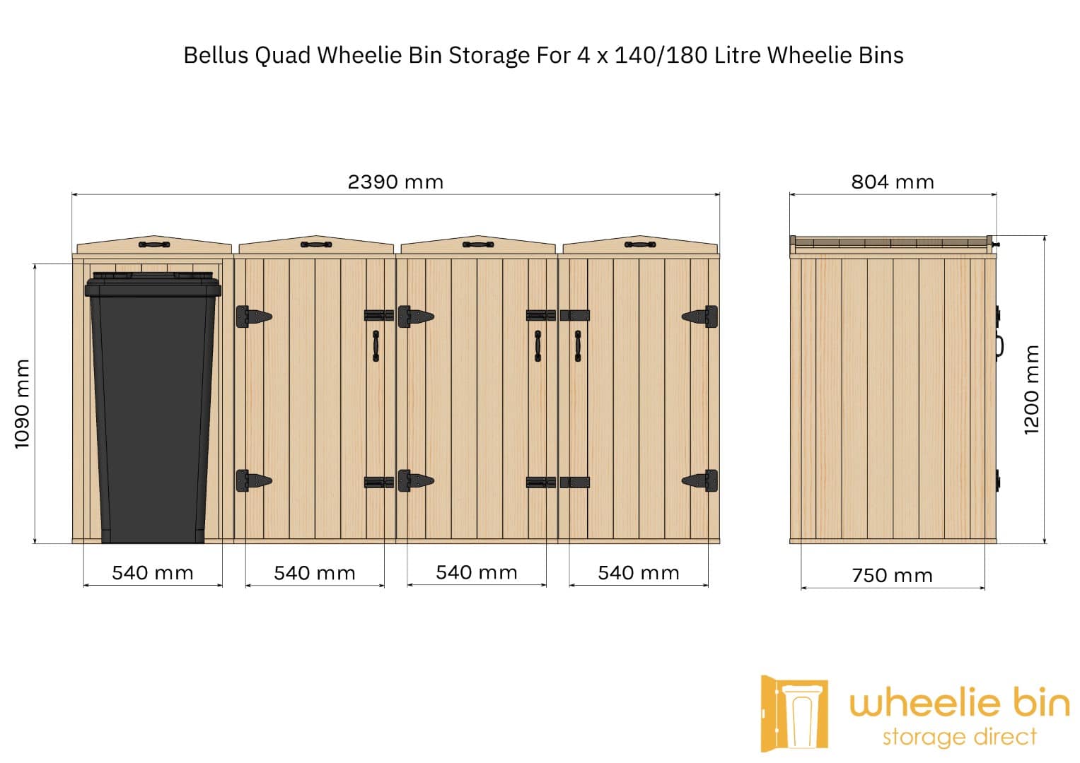 bellus quad wheelie bin storage chest