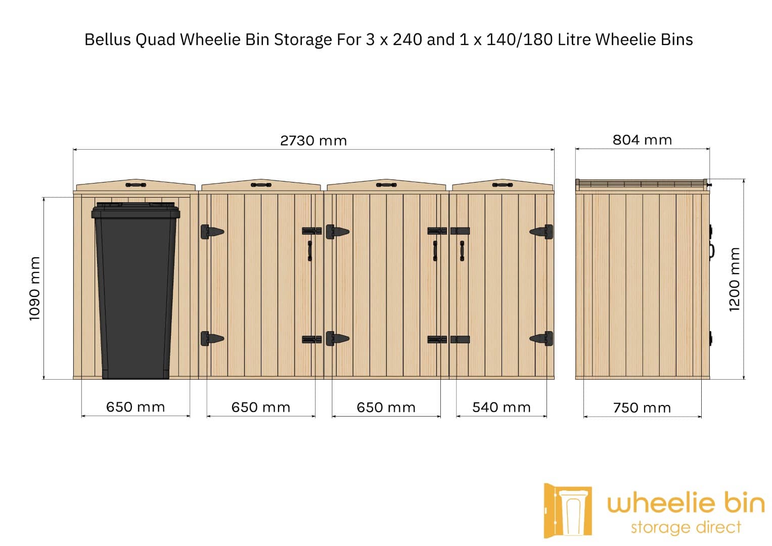 bellus quad wheelie bin storage chest