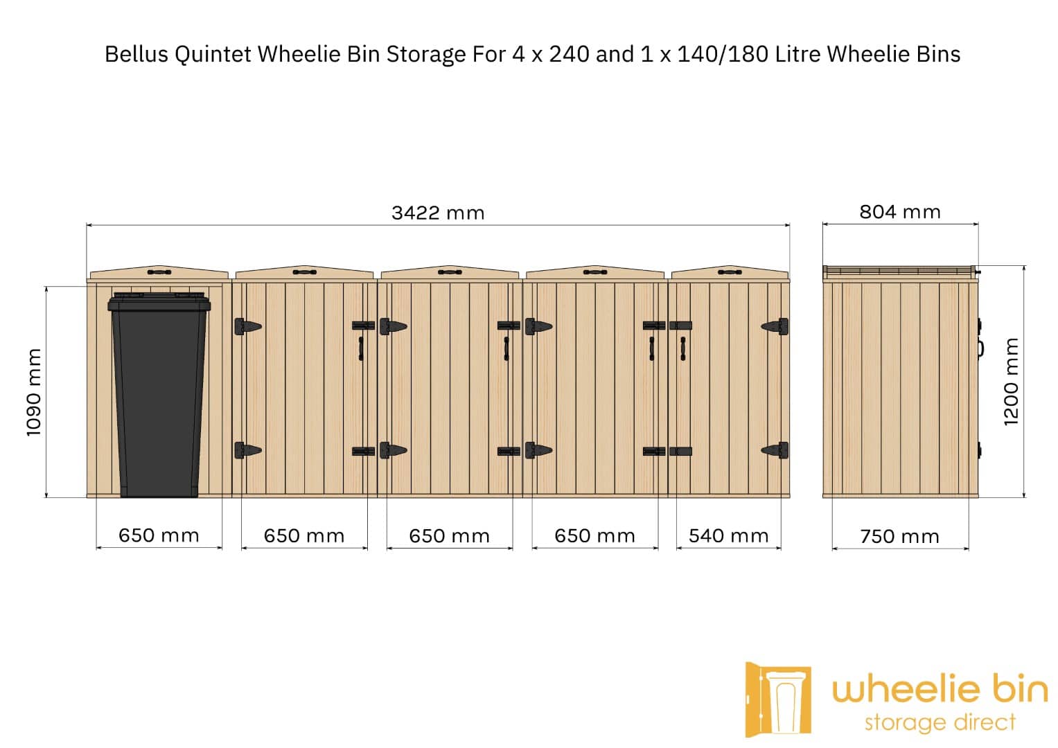 bellus quintet bin store 5 wheelie bin storage
